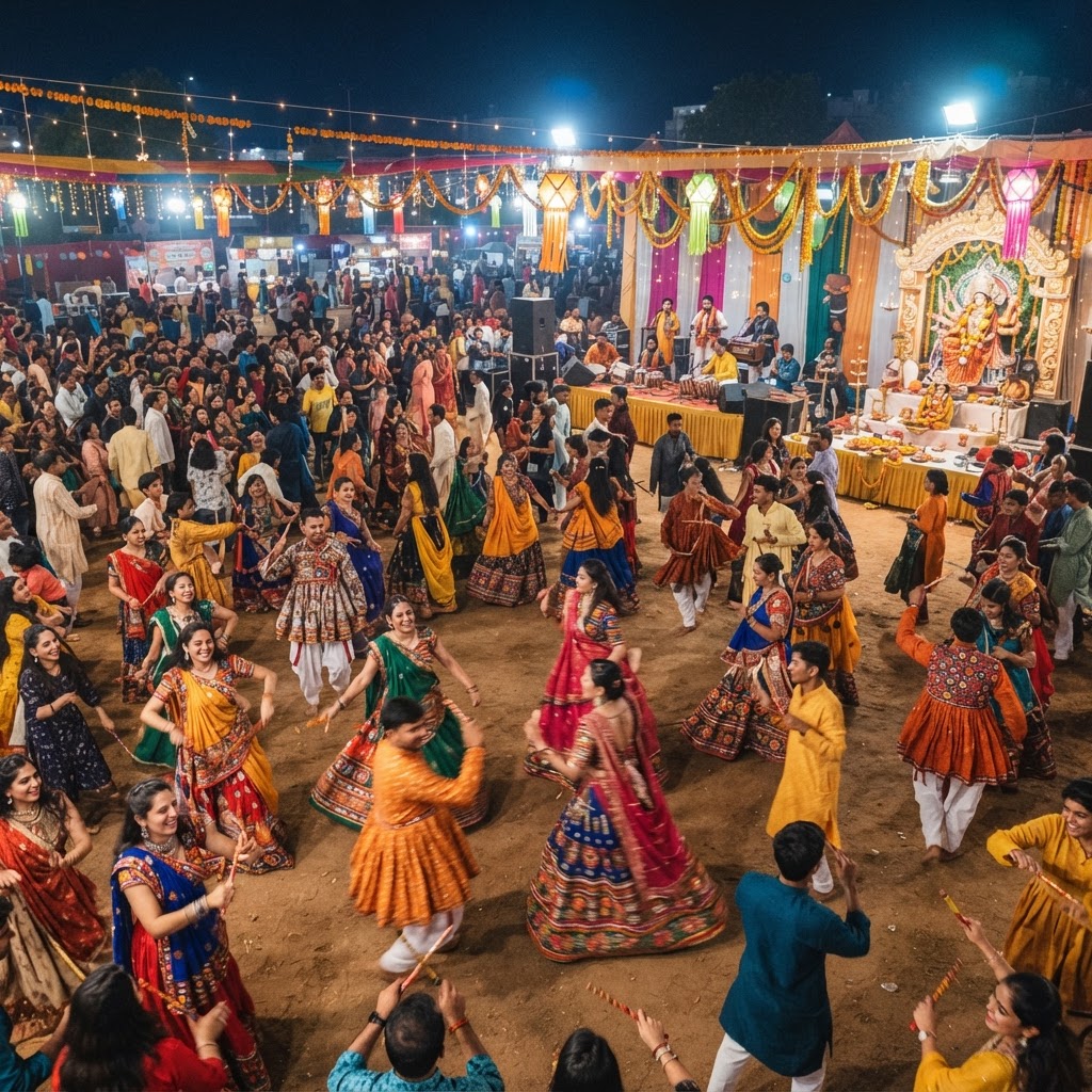 Garba celebration crowd